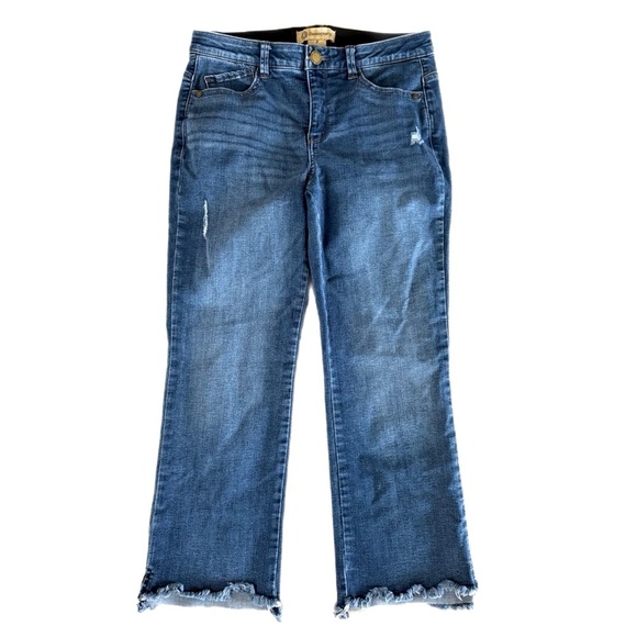 Democracy "Ab" Technology Itty Bitty Flare High Rise Cropped Jeans Size 8 - Picture 4 of 6